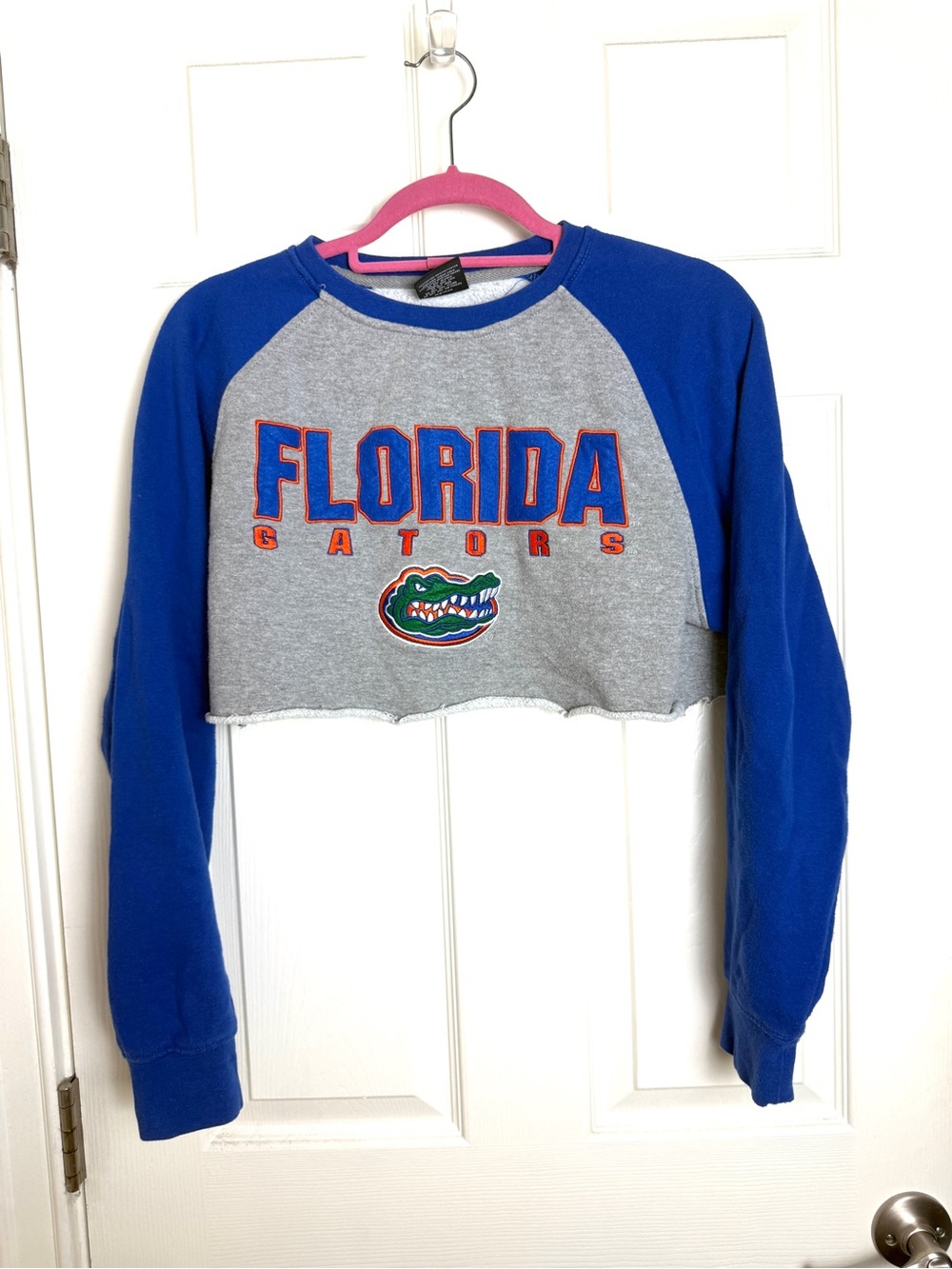 Florida Gators Cropped Vintage Sweatshirt - Gray & Royal Blue- Medium